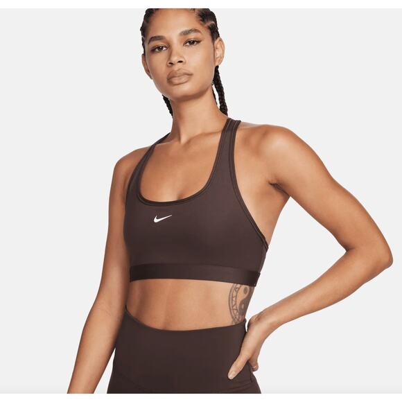Nike Swoosh Padded Sports Bra | Brown | Size S | NWT - Picture 1 of 9
